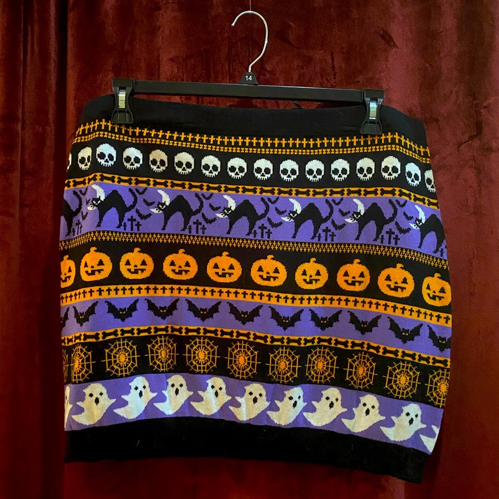 NWT Dollskill Halloween Themed Women's Skirt - Black, Orange, Purple